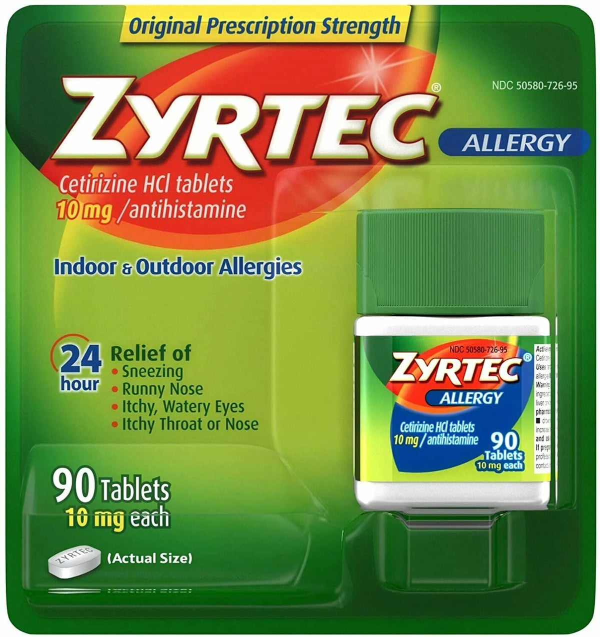 Cetirizine HCI 10 mg Antihistamine 90 Tablets F96380