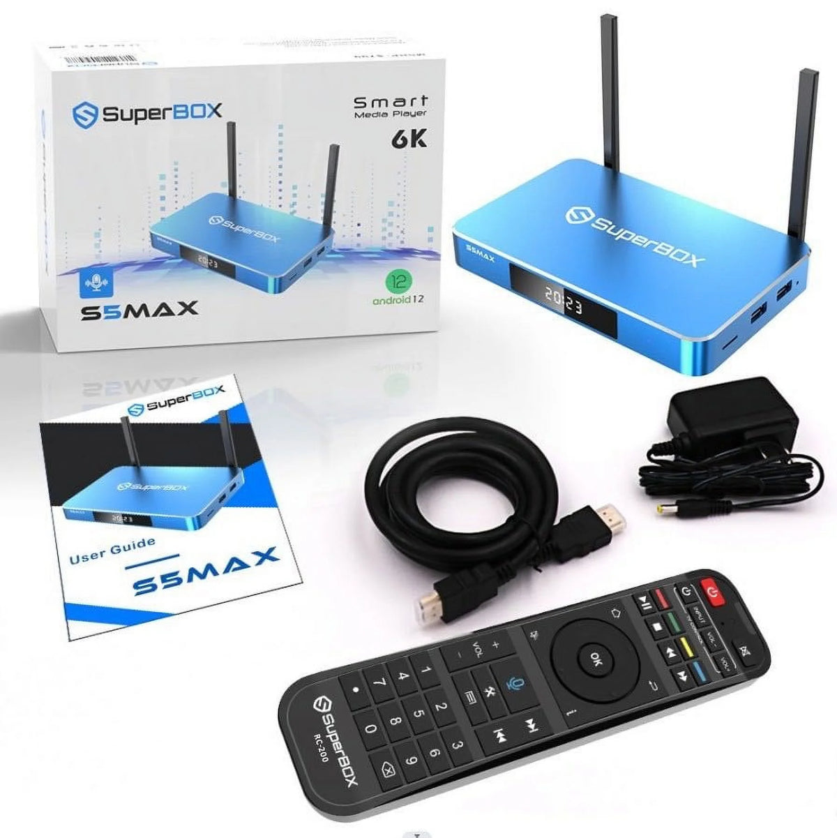 SuperBox S5 Max Bundle with 8K HDMI Cable and Backlit Mini Wireless Keyboard Remote T513603