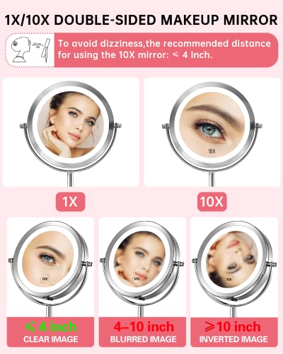 1x/10x Magnifying Lighted Makeup Mirror Double Sided Round Swivel 7 Inch W1759