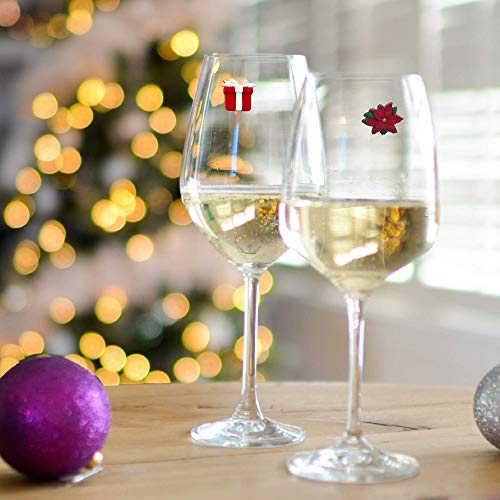 Christmas Wine Glass Charms Set of 6 Magnetic Drink Markers G3113