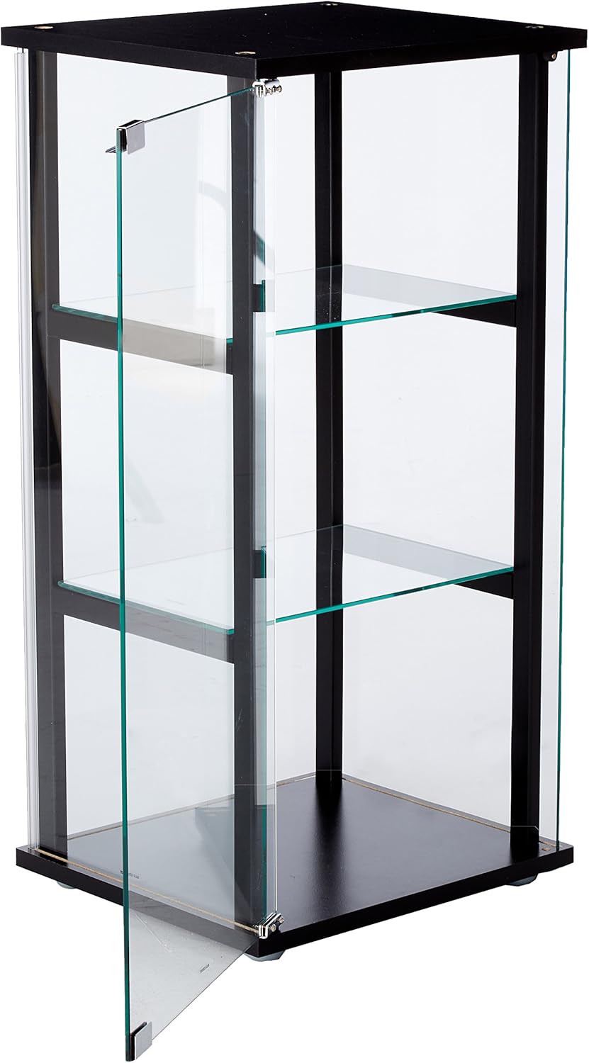 4-Shelf Glass Curio Cabinet Black and Clear I447