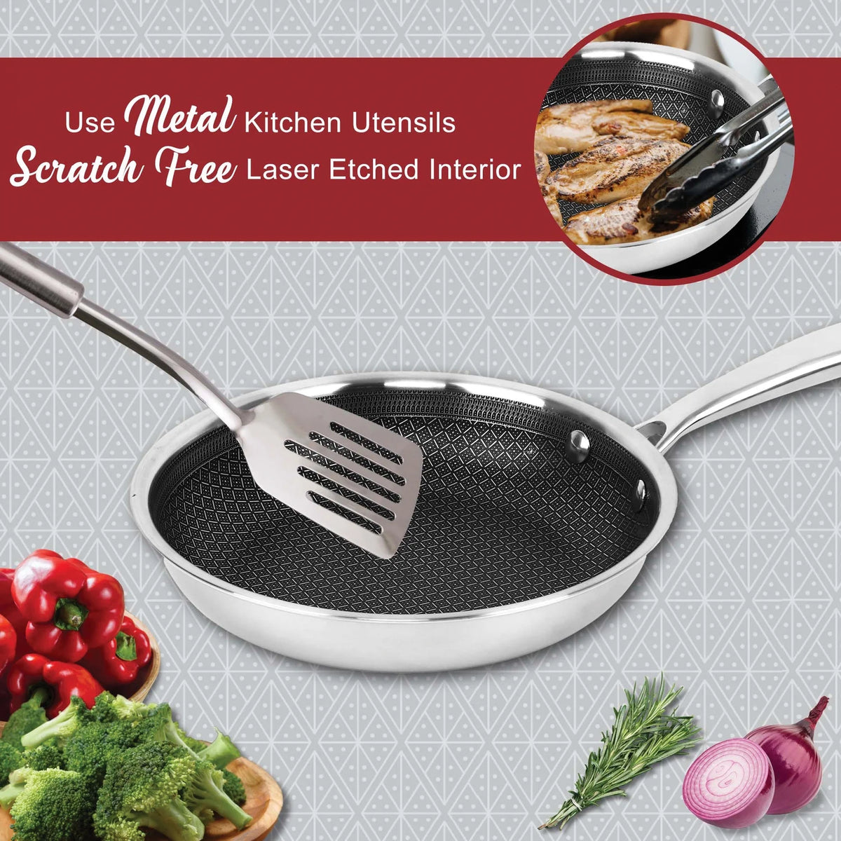Non-Stick Stainless Steel Frying Pan 8 In. Q93191