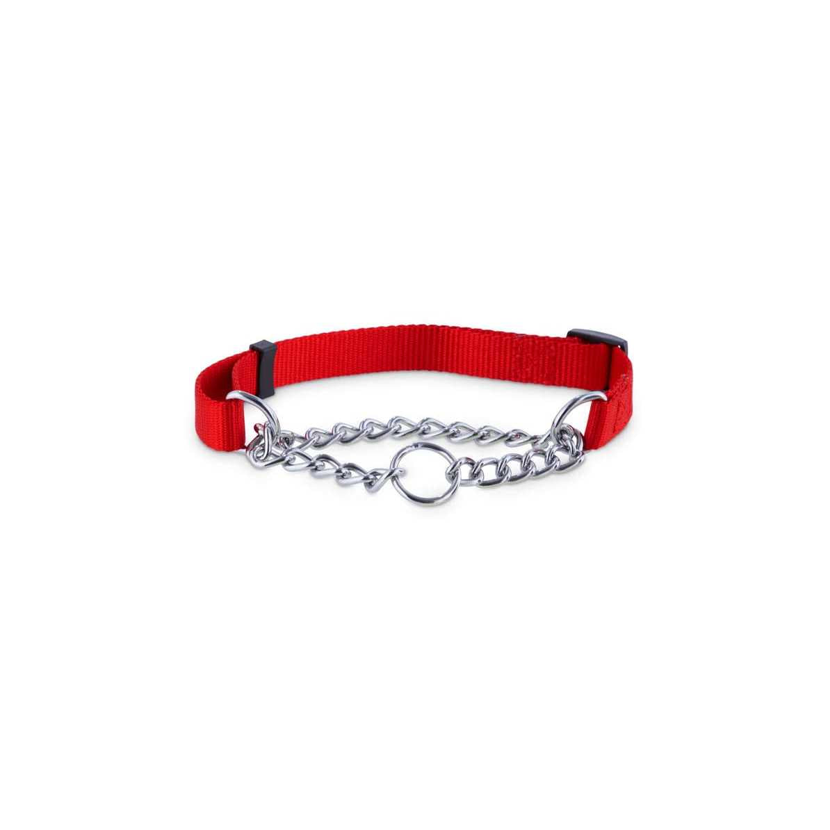 Check Nylon & Chain Dog Collar X851