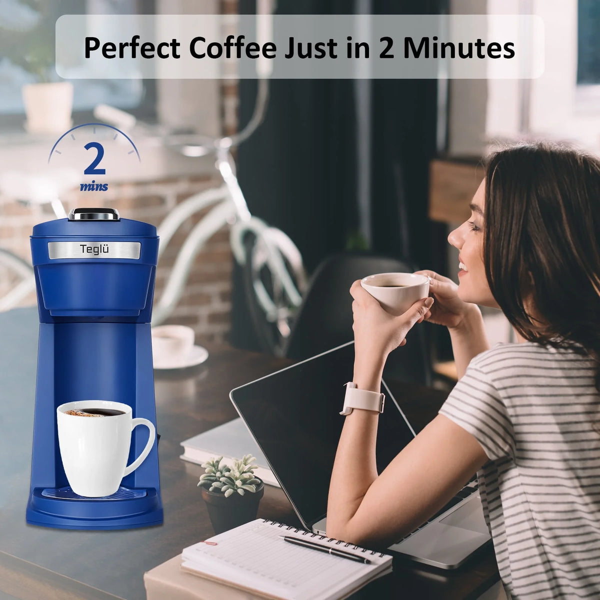 Single Serve Coffee Maker for K Cup Pods & Ground Coffee, Black Q675