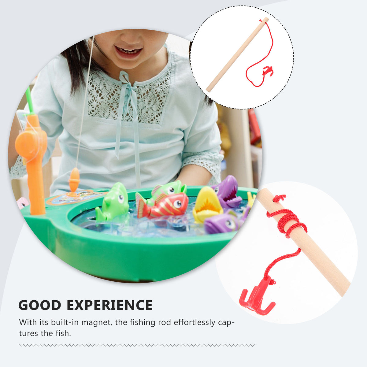 Magnetic Fishing Toy Wooden Rods 4 Pcs E75549