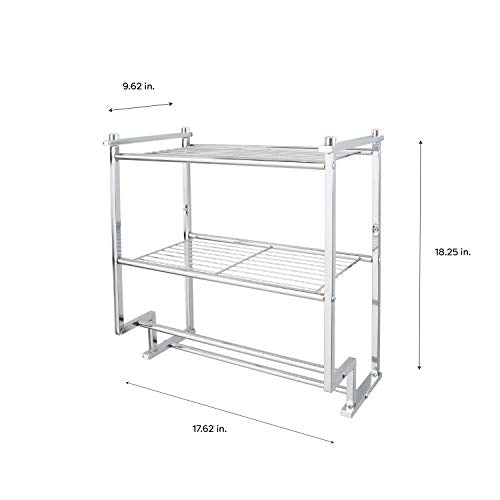 Chrome 2 Tier Wall Mounting Bathroom Rack with Towel Bars E9924