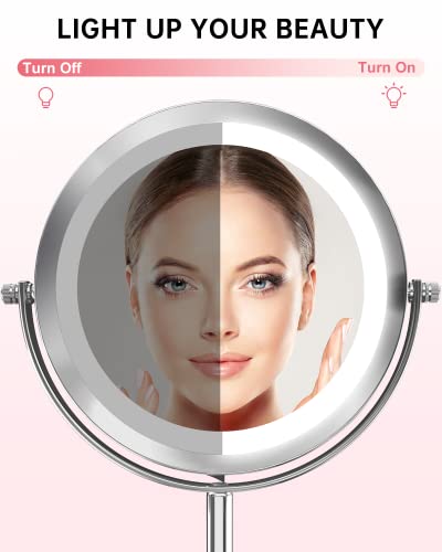 1x/10x Magnifying Lighted Makeup Mirror Double Sided Round Swivel 7 Inch W1759