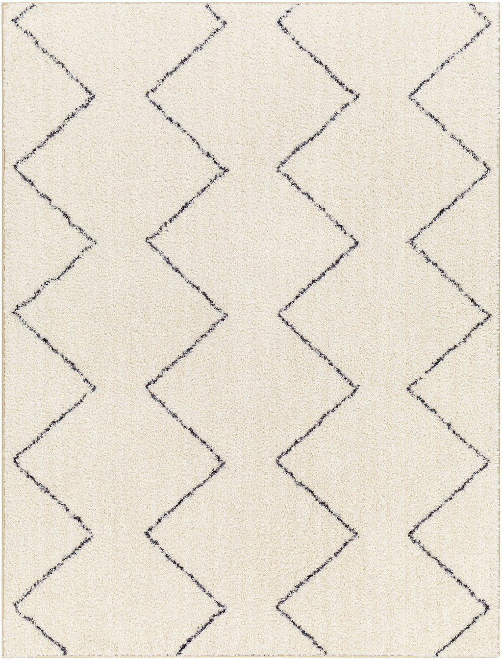 Washable 5x7 Cream Black Area Rug F2350