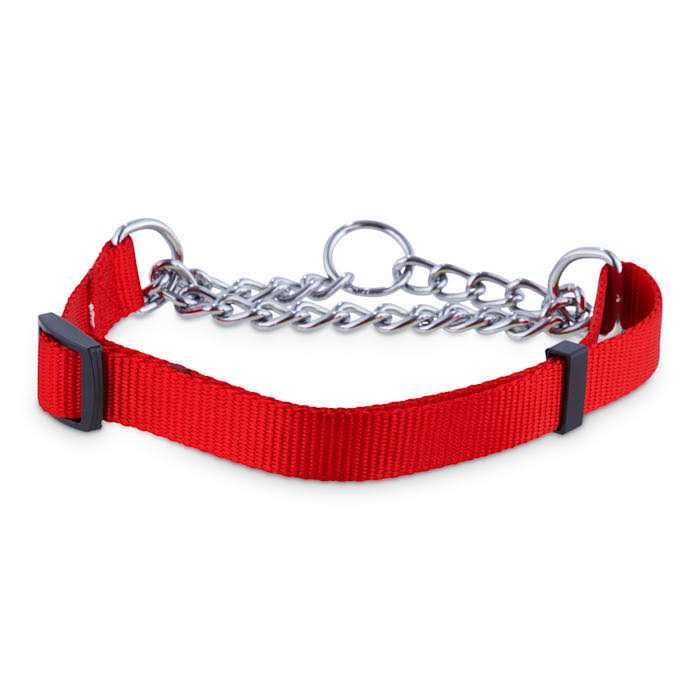 Check Nylon & Chain Dog Collar X851