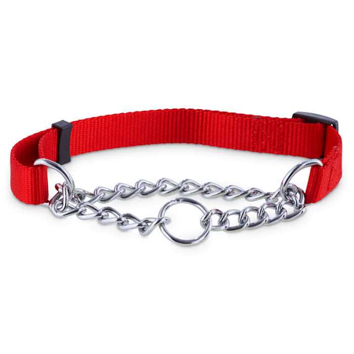 Check Nylon & Chain Dog Collar X851