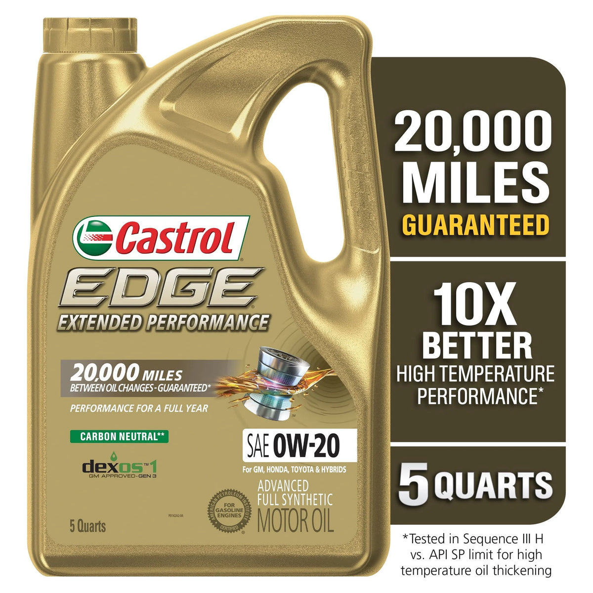 0W-20 Full Synthetic Motor Oil, 5 Quarts S99556