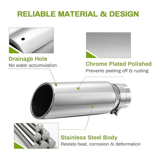 3 Inch Inlet Black Stainless Steel Exhaust Tip with 4" Outlet 12" Length Z331826