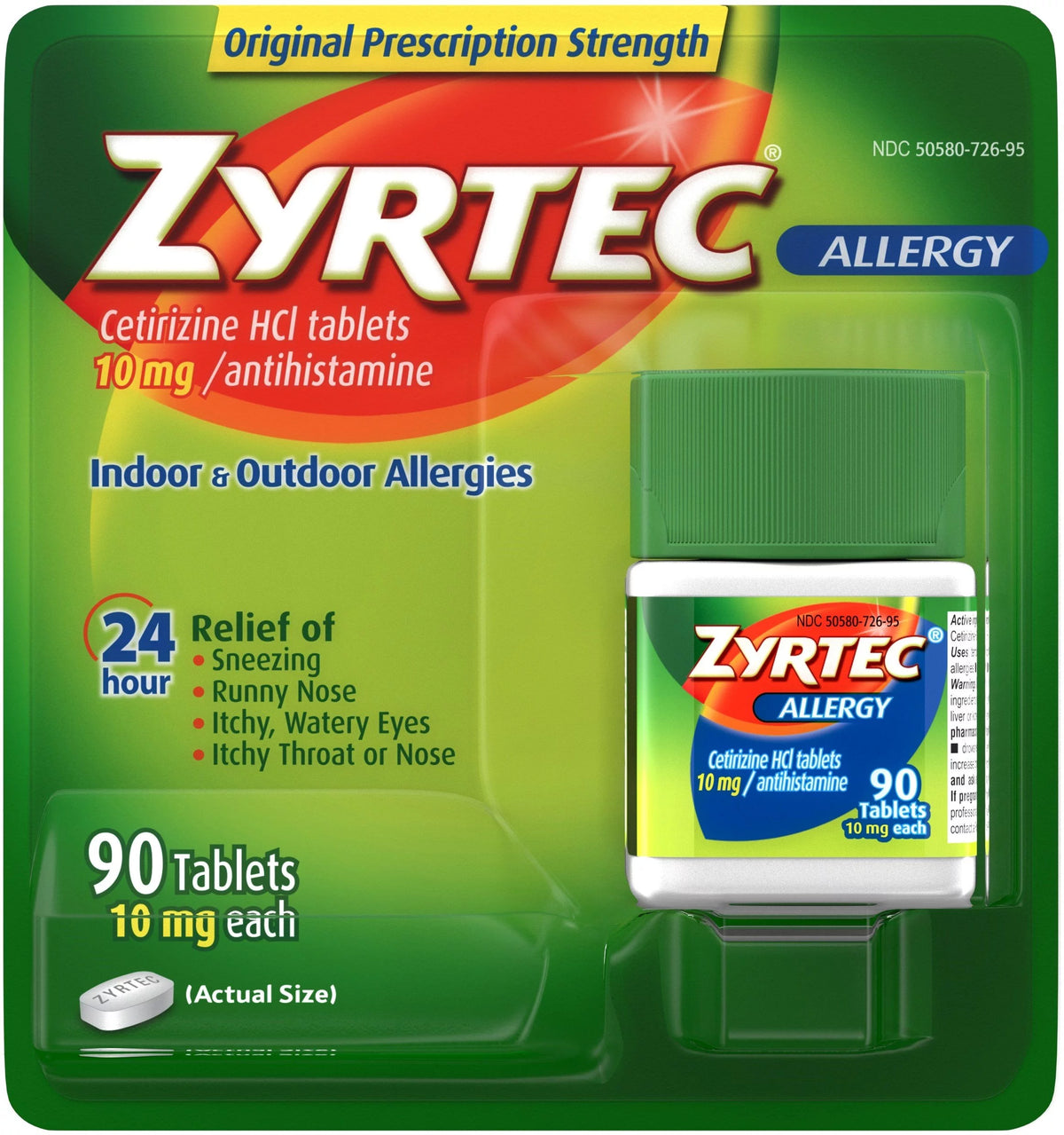 Cetirizine HCI 10 mg Antihistamine 90 Tablets F96380