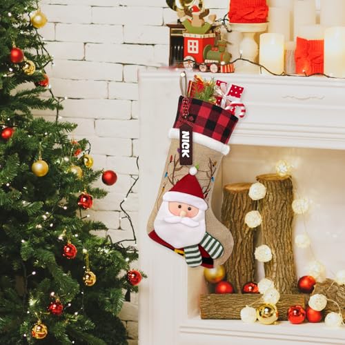 Red Black Buffalo Plaid Christmas Stocking with Faux Fur Cuff Y74790