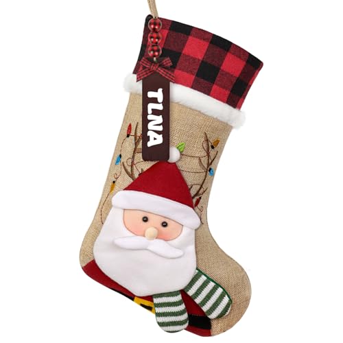 Red Black Buffalo Plaid Christmas Stocking with Faux Fur Cuff Y74790