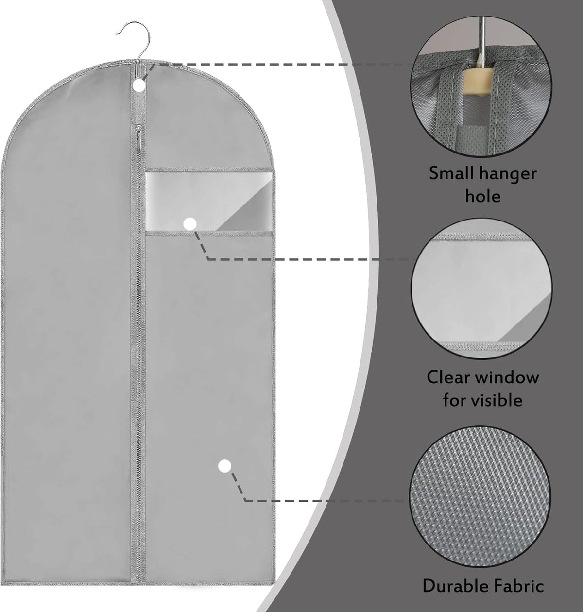45'' Grey Garment Bag for Gowns D588
