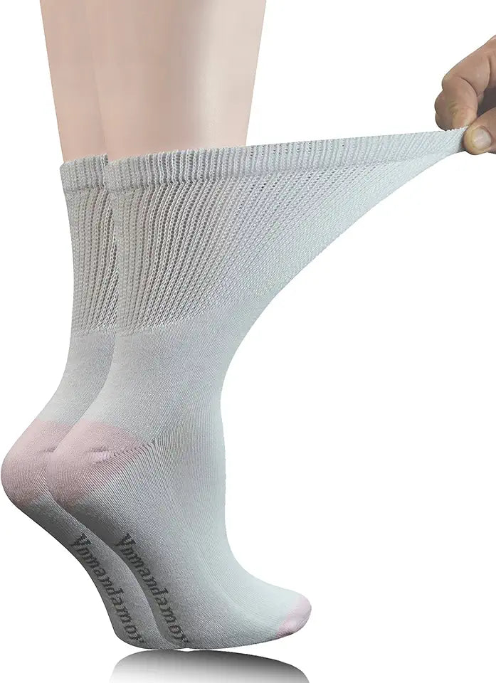 5 Pairs Non-Binding Cotton Crew Socks with Seamless Toe and Cushion Sole V272741