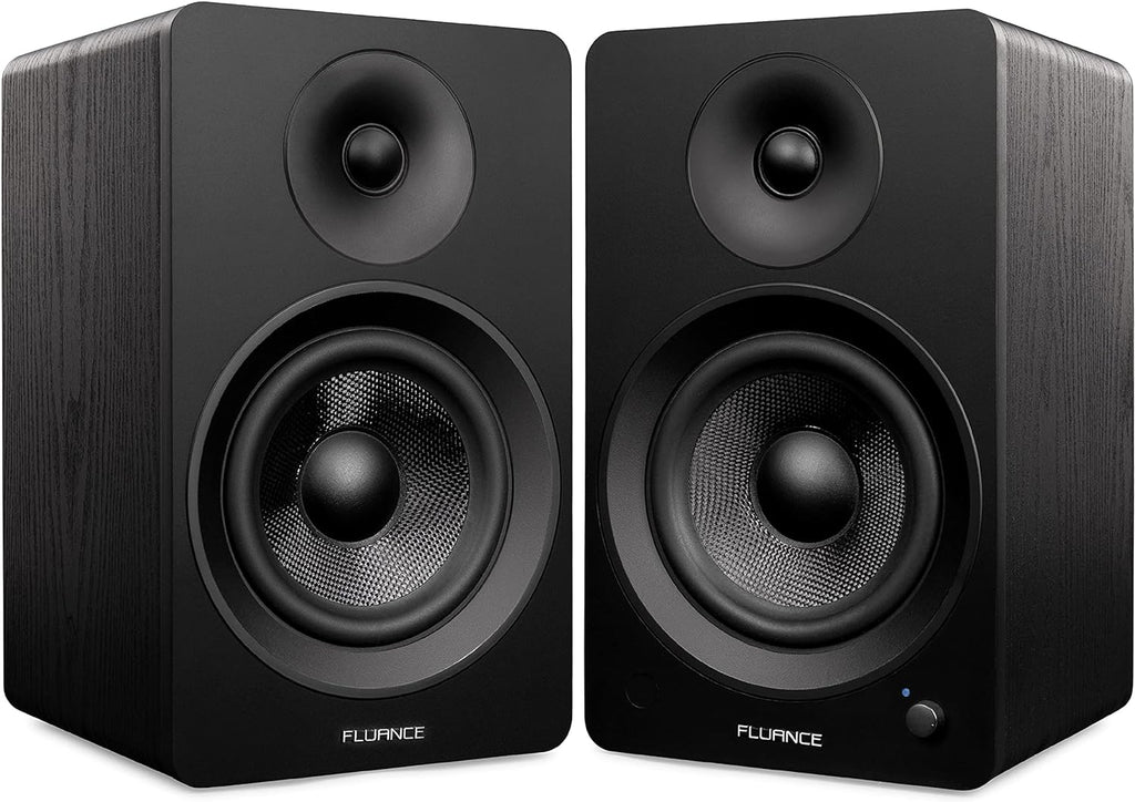 Powered 2-Way Stereo Bookshelf Speakers with 6.5 Drivers, 120W Amplifier, White Walnut C801532