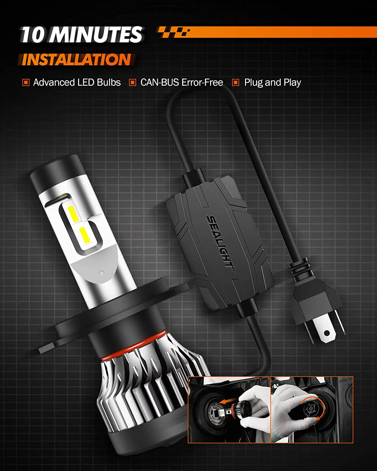 H4/9003/HB2 LED Bulbs 100W 24000 Lumens IP67 X340999