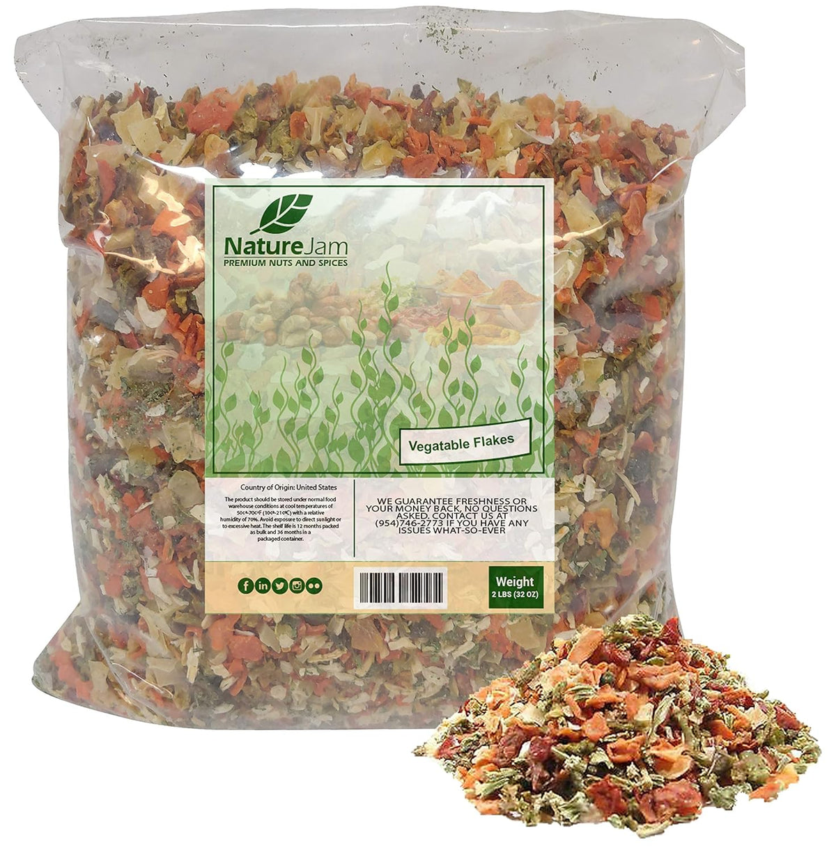 2 Pound Big Bag Dried Dehydrated Vegetable Flakes L4360