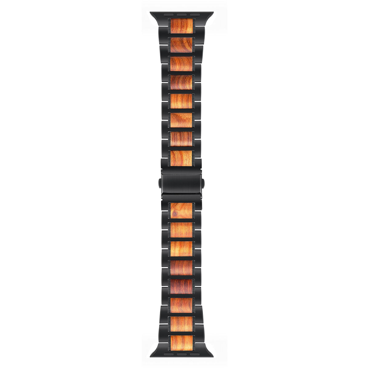 Black Stainless Steel & Wood Watch Band 42mm/44mm/45mm/49mm G6619