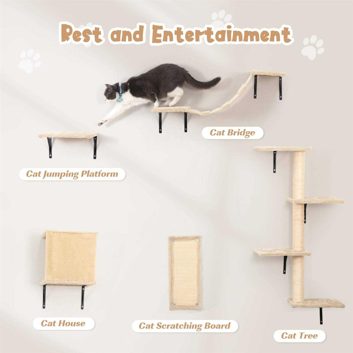 Wall Mounted Shelves Set Cat Tree G65736