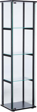 4-Shelf Glass Curio Cabinet Black and Clear I447