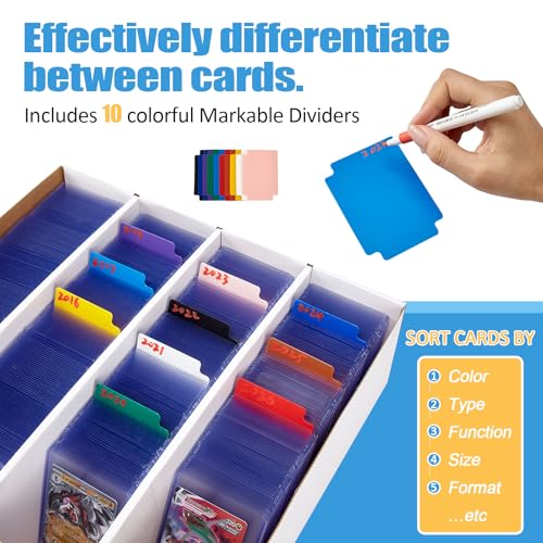 4 Pack White Cardboard Card Storage Boxes with 10 Dividers N25407