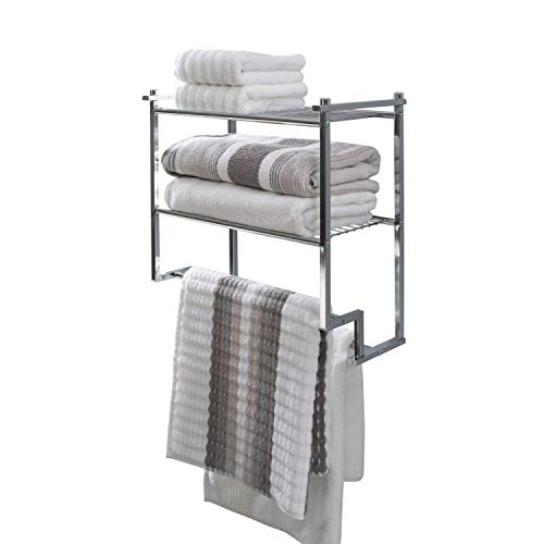 Chrome 2 Tier Wall Mounting Bathroom Rack with Towel Bars E9924