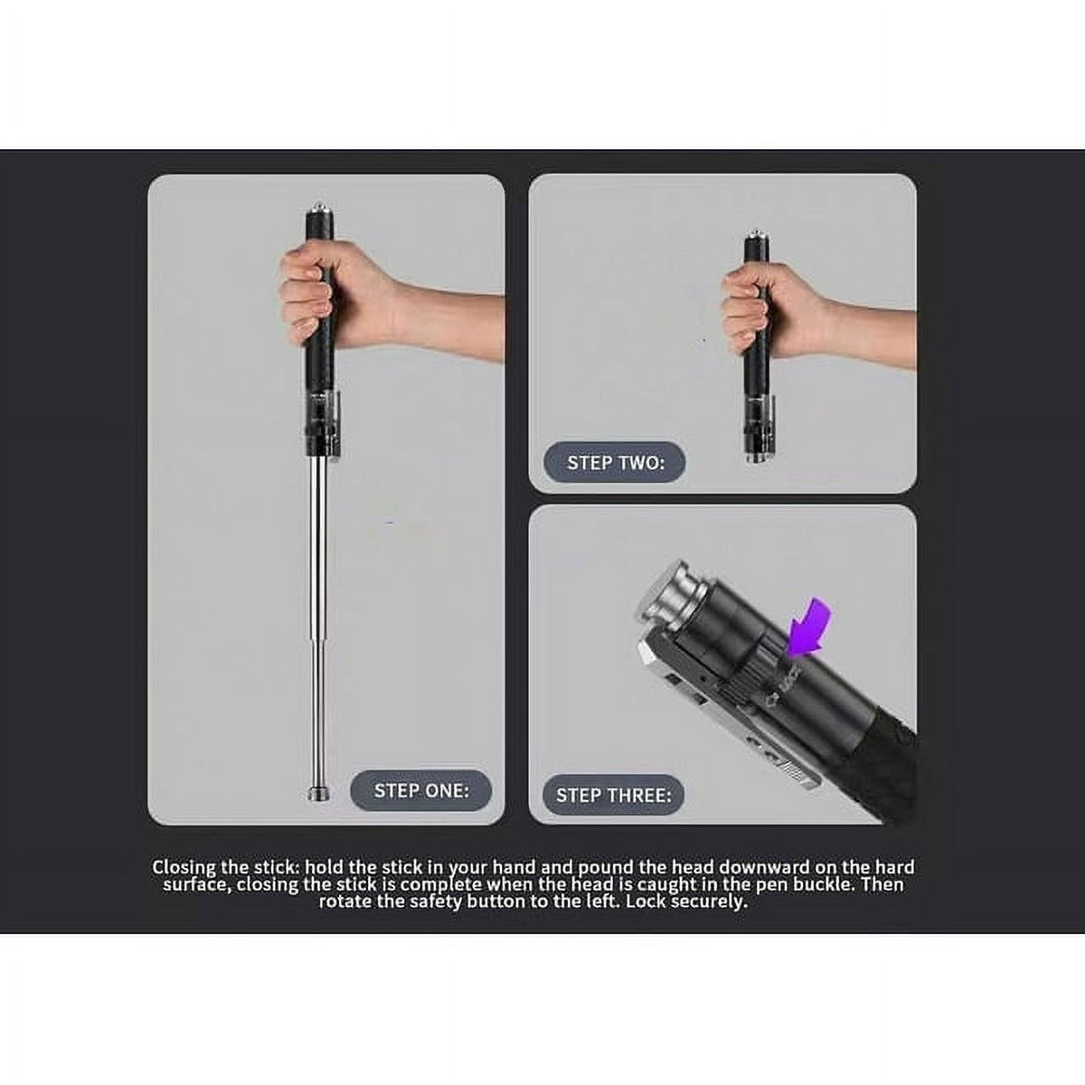 Enhanced Automatic Retractable Hiking Stick 3 Sections Trekking Poles with Sleeves and Tail Ropes Non-Slip N8587