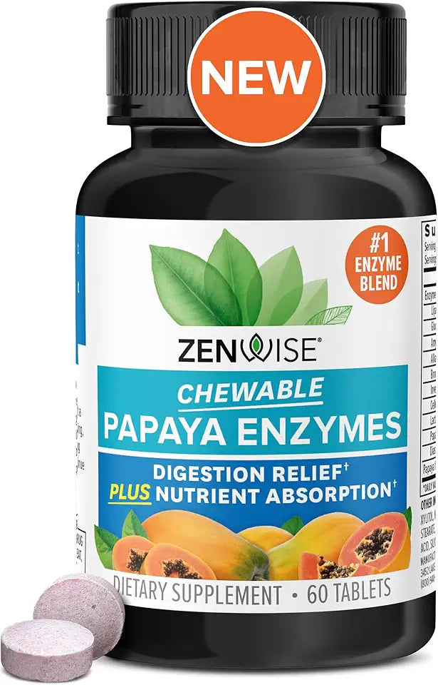 Papaya Enzymes Chewable with Digestive Enzymes and Bromelain P100