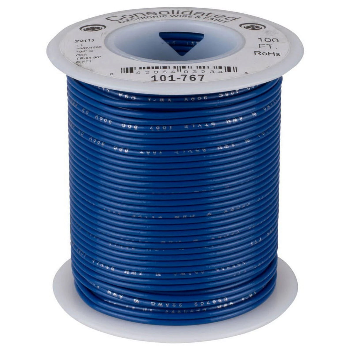 22 AWG Blue Solid Hook-Up Wire 100 ft. D49027