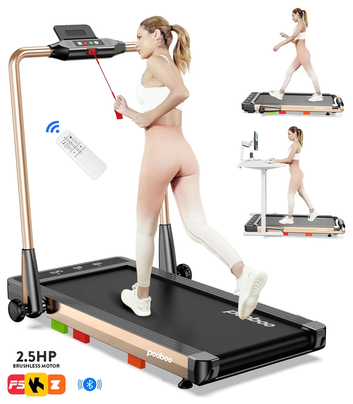Folding Under Desk Treadmill 2.5HP Electric Walking Pad Q836