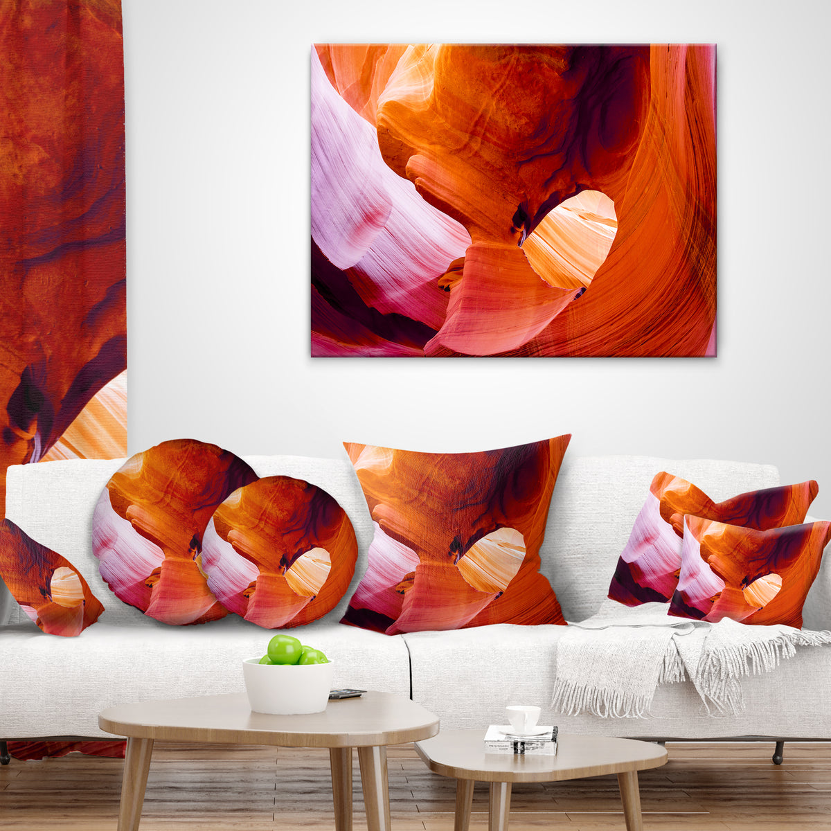 Antelope Canyon Landscape Photo Throw Pillow 12x20 F20543