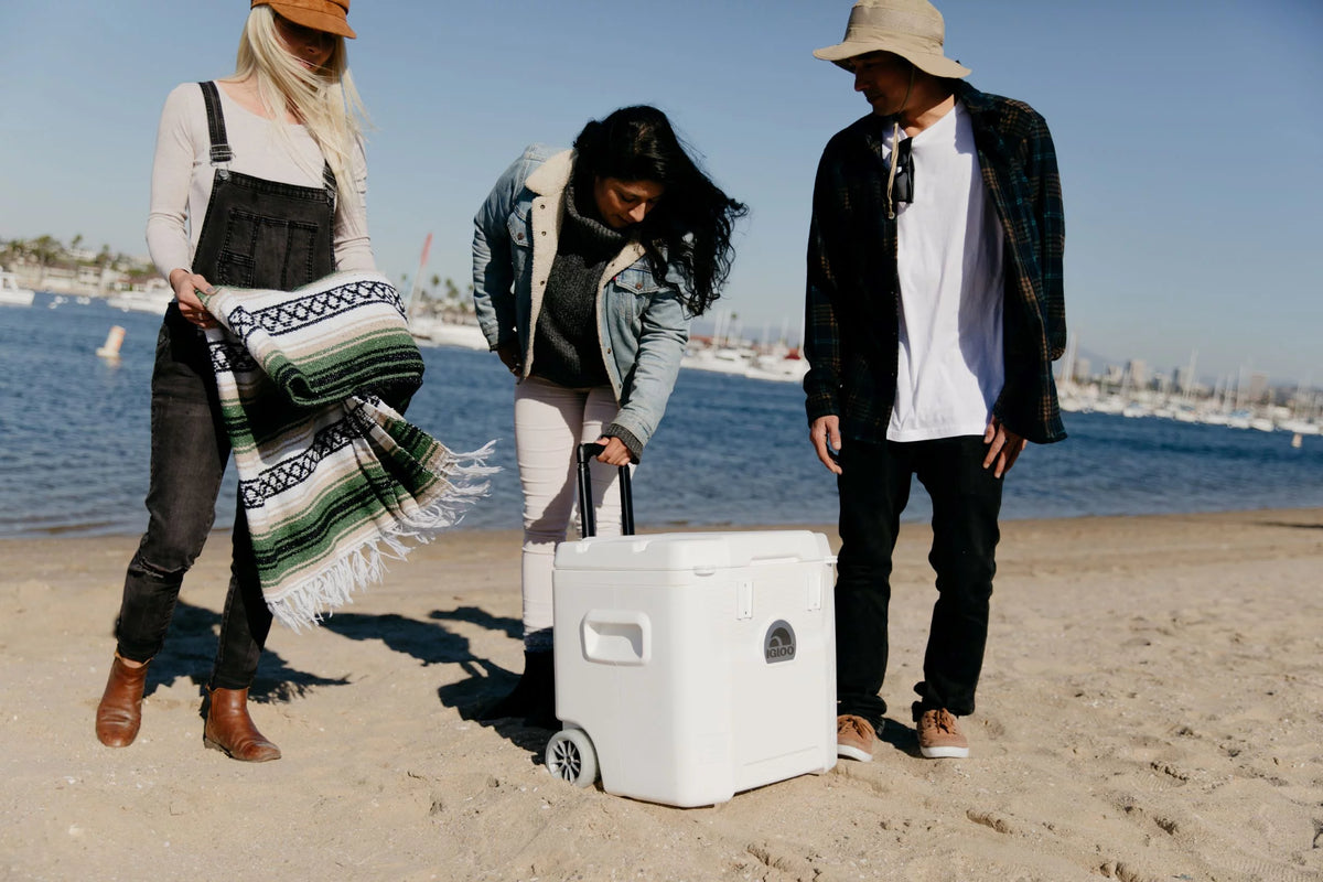 White 52 QT Wheeled Marine Ice Chest Cooler K8812