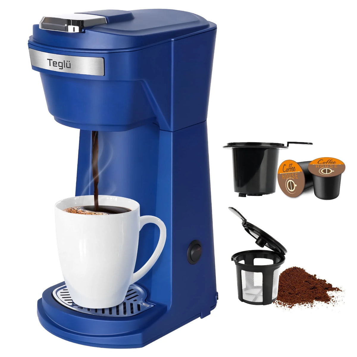 Single Serve Coffee Maker for K Cup Pods & Ground Coffee, Black Q675