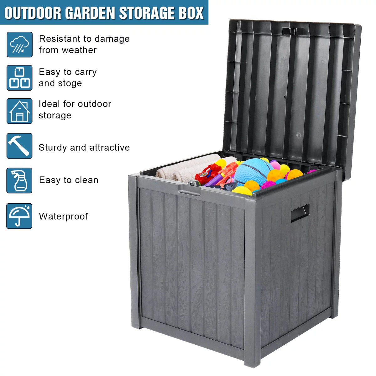 Grey 51gal Plastic Storage Deck Box M6398
