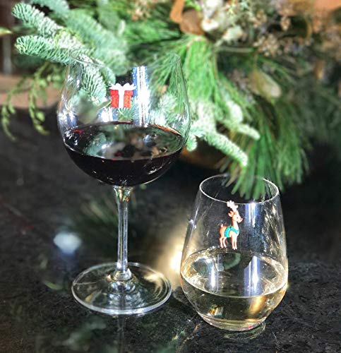 Christmas Wine Glass Charms Set of 6 Magnetic Drink Markers G3113