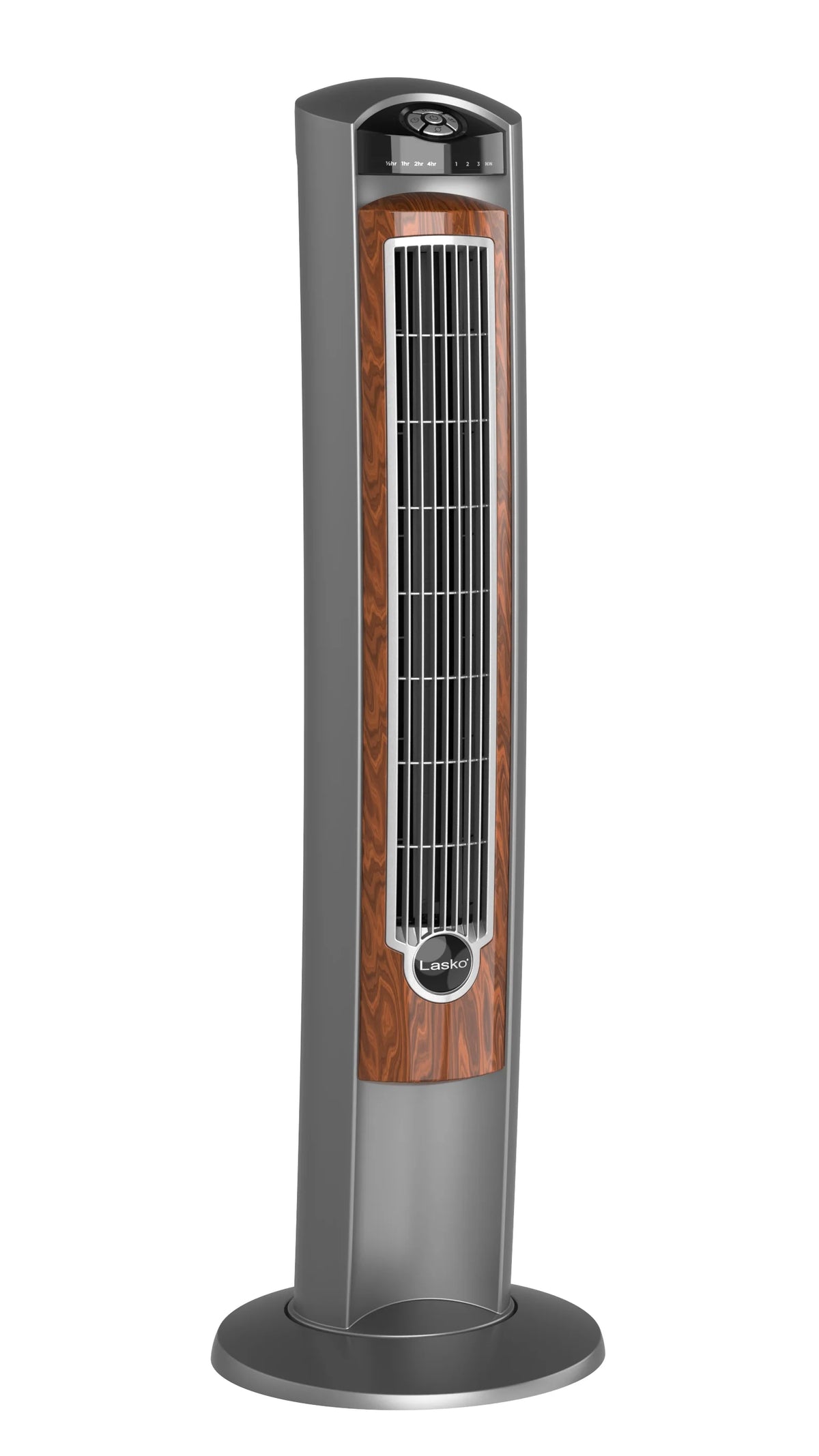 42 Wind Curve Tower Fan with Ionizer, Timer and Remote, Gray Woodgrain K29470