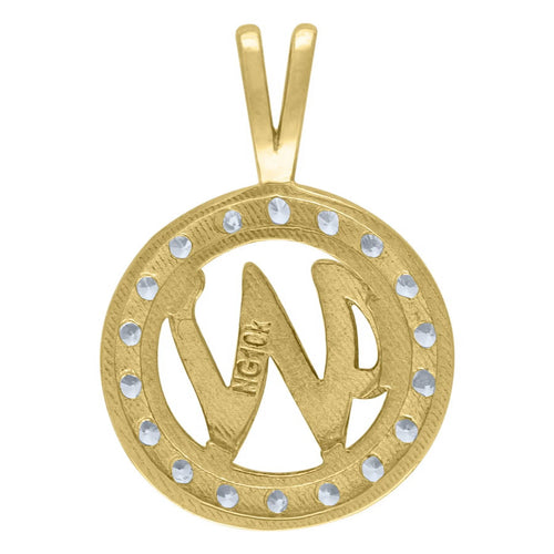 10k Two Tone Gold CZ Initial Pendant Necklace N126566