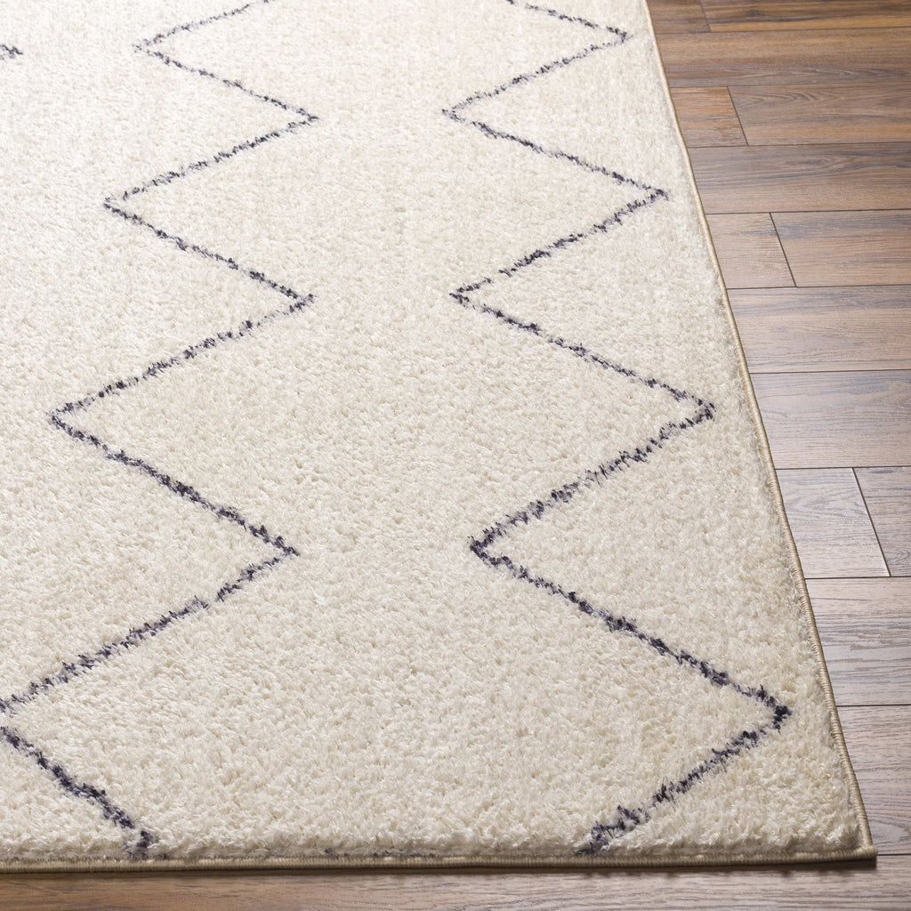 Washable 5x7 Cream Black Area Rug F2350