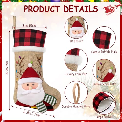 Red Black Buffalo Plaid Christmas Stocking with Faux Fur Cuff Y74790