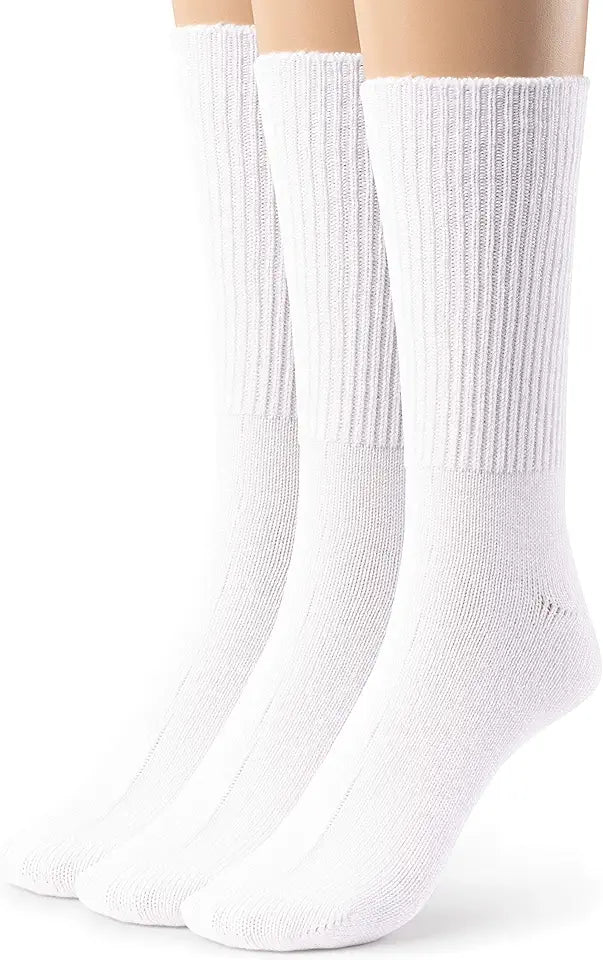 3 or 6 Pack Men's Bamboo Diabetic Seamless Non-Binding Crew Socks J9165
